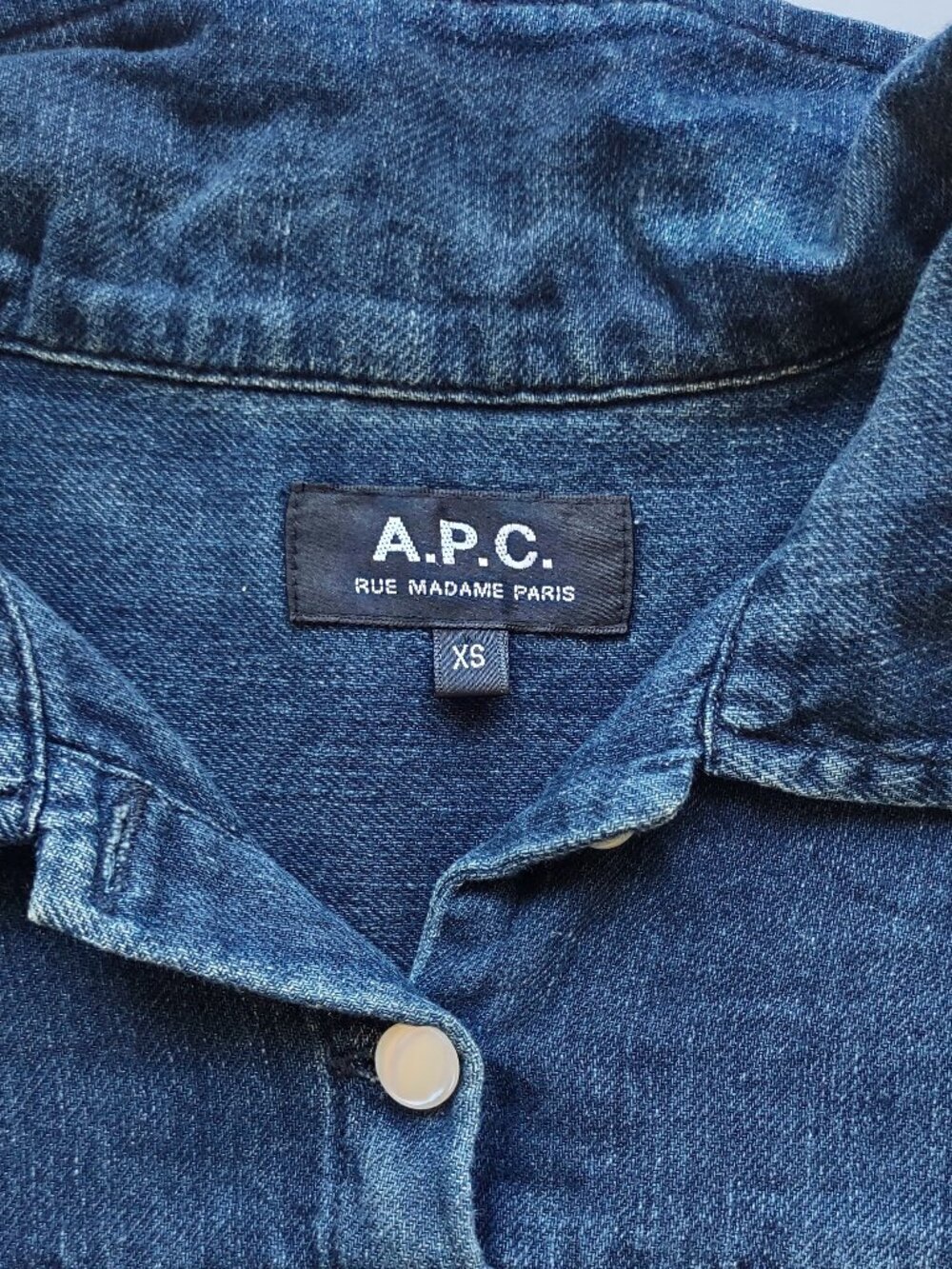 A.P.C. Rue Madame Paris Denim Dress Size XSmall Smock Detail Cap Sleeve Classic - Picture 5 of 8